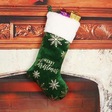 Chaussette de Noël verte - idéale pour décorer sapins, cheminées, escaliers, portes, murs, fenêtres, etc. - 1 pièce (1/5)