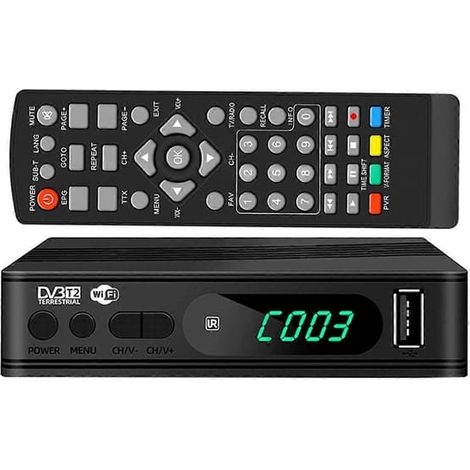 LYERCW - Tuner TV DVB-T2, récepteur TV terrestre et satellite, décodeur TV numérique HEVC DVB-T2 264, boîtier TV HD, décodeur USB, prise UE (1/5)