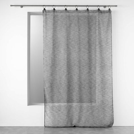 Voilage a anneaux 140 x 240 cm voile tissé Linka Anthracite (1/4)