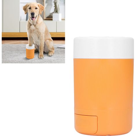 Gobelet semi-automatique pour laver les pattes des animaux, gobelet de nettoyage et de toilettage des pattes de chats et de chiens, orange. (1/5)
