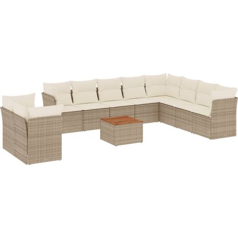 Maison Exclusive - Set de sofás de jardín 11pzas con cojines ratá (1/3)