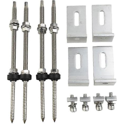 Kit de montage solaire acier inoxydable M10 support en L toiture trapézoïdale : 4 fixations vis réglage hauteur joint EPDM panneau PV 250 (1/5)