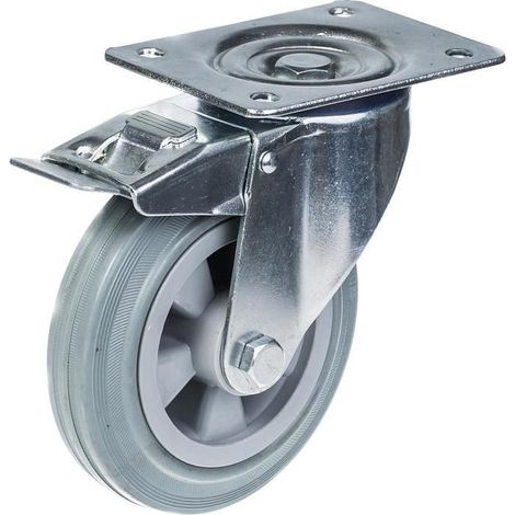 Drehrolle - PARNELLS - 160mm - Grauer Gummi - Bremse - Tragfähigkeit 135kg
