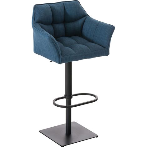 Tabouret de bar Damaso avec revetement en tissu Bleu Noir (1/5)