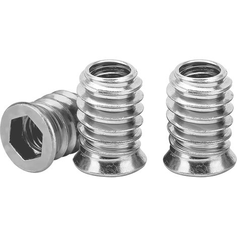 M8 Insert Fileté Bois Argent écrous à Visser M8 X 15mm Manchons à Visser Galvanisés écrou Hexagonal Fileté pour Meubles en Bois, 20 Pièces (1/5)
