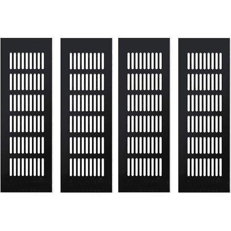 Lüftungsgitterteile, Lamellen-Wandlüftungsgitter für Schränke und Kühlschränke, schwarz 80 x 250 mm