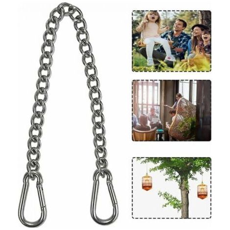 Hängesesselkette, Kette mit Zwei Karabinern, Schaukelhaken, 66 cm Edelstahl Hängesesselkette mit Zwei Karabinern für Indoor und Outdoor Hängesessel FLITI