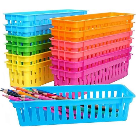Lot de 12 paniers de rangement pour crayons, couleurs arc-en-ciel, pour le bureau des enfants et les fournitures scolaires. (1/5)