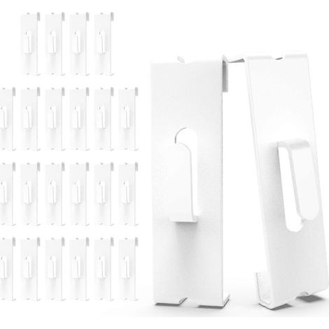 Lot de 24 crochets muraux pour grille, crochets pour panneaux grillagés, crochets muraux blancs (1/5)