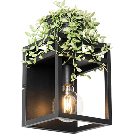 Industrial Wall Light Black with Shelf - Cage Rack