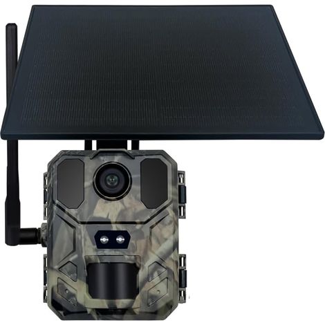 Caméra Faune Sauvage Caméra De Chasse Extérieure 2K, 4G, Application Contrôle Mobile À Distance for Afficher des Photos Et Vidéos Tout Moment, Batterie Solaire Surveillance Fiable Précise (1/4)