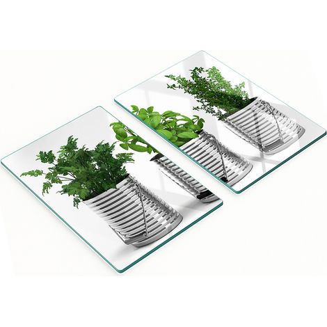 Elegantes y resistentes pizarras de vidrio con estampado de plantas aromáticas, 2x40x52 cm. (1/5)