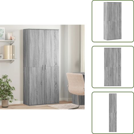 Schrank - vidaXL Highboard Grau Sonoma 80x35x180 cm Holzwerkstoff - Wandhalterung (1/5)