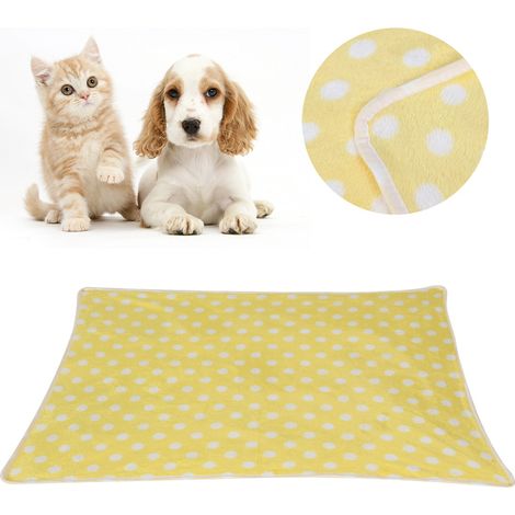 Tapis/couverture doux et chaud pour animaux de compagnie (chien/chat) - Coussin de cage/lit d'hiver (Jaune 40x60cm) (1/5)