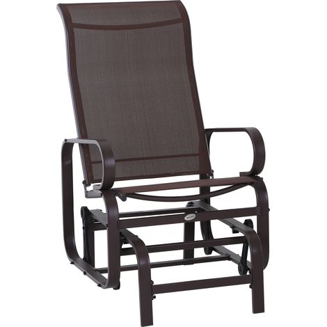 Schaukelstuhl Garten Gartenstuhl Relaxstuhl Gartenschaukel Garten Metall Schaukel Stuhl für Garten Terrasse Balkon Texteline Braun 60 x 78 x 105 cm