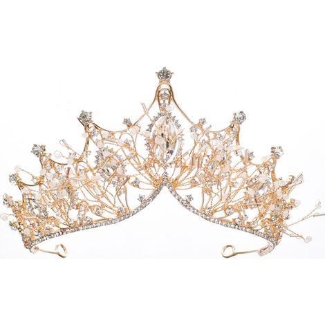 Couronnes et diadèmes de mariage en strass pour femmes, accessoires de cheveux pour fêtes costumées avec pierres précieuses (1/5)