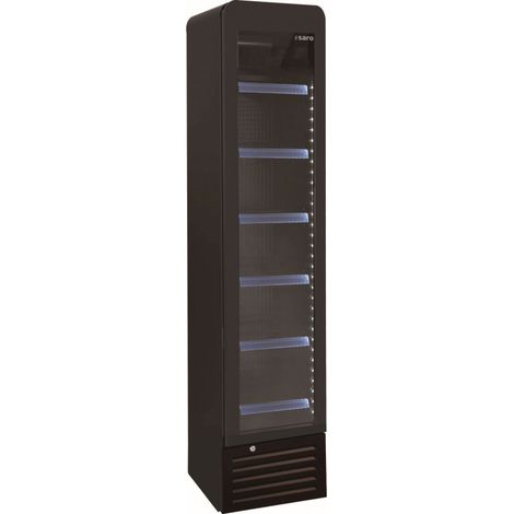 Réfrigérateur à boissons étroit noir 130L - Plage +2°C à +8°C - 6 grilles réglables - Éclairage LED - Saro