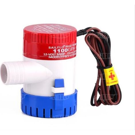 Pompe électrique Bulch 12V 1100 GPH, adaptée aux systèmes de tuyauterie submersibles marins, interface 1-1/20,3 cm, adaptée aux tuyaux d'arrosage. (1/4)