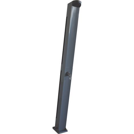 Astral – Douche solaire en acier gris métal 20L – Réservoir souple – Pommeau orientable en laiton chromé – Fixation au sol par platine (1/5)
