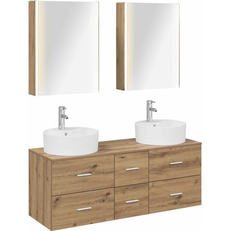 Ensemble de mobilier de salle de bain 5 pcs Chêne artisanal vidaXL (1/5)