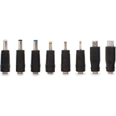 Set di 8 connettori di alimentazione universali per connettore maschio 2,1 x 5,5 mm c.c.