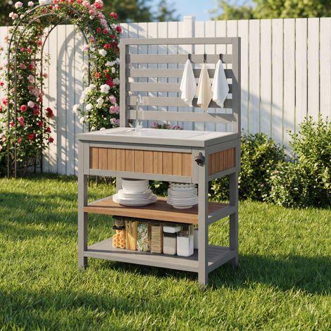 Armoire, avec tiroir, avec étagères, pour jardin et terrasse, rangement pratique, format gain de place, format pratique