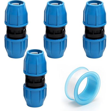 4 Pièces Raccord Tuyau D'arrosage 25MM, Raccord PE 25MM, Connecteur Tuyau Arrosage, Raccords à Pince à 180 Degrés pour PE80 PE100,Installations Intérieures et Extérieures (1/5)