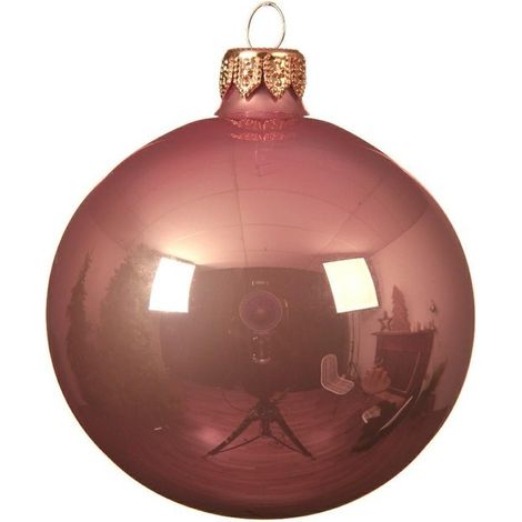 Set 6 Weihnachtskugeln aus antikrosa Glas Ø8 cm