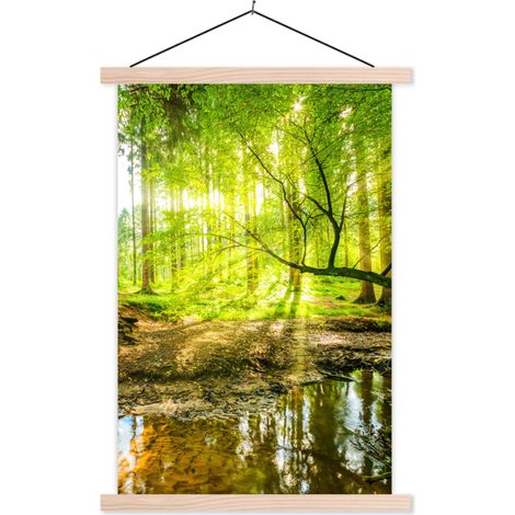 TEXTILE WALL ART Forest - Landscape - Water - Trees - Sun - Green - Nature 60x90 cm (1/3)