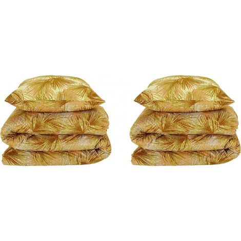 Lot de 2 parures de lit en coton jaune 240 x 220 cm - PALM 8545 (1/4)