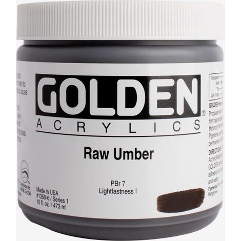 Peinture Acrylique Épaisse - GOLDEN - Raw Umber - 473ml - Marron - Résistance à la lumière