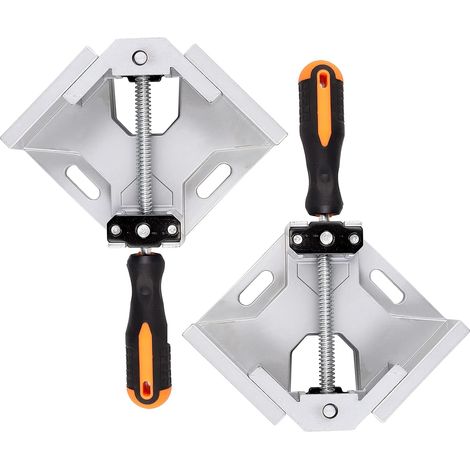 QAZQA 2 Pcs Serre Joint Angle 90 °, Etau D'angle Alliage d'Aluminium, Pince de Soudage d'angle avec mâchoire pivotante réglable, pour Outils Menuisier, Soudage de Charpentier (Gris) (1/5)