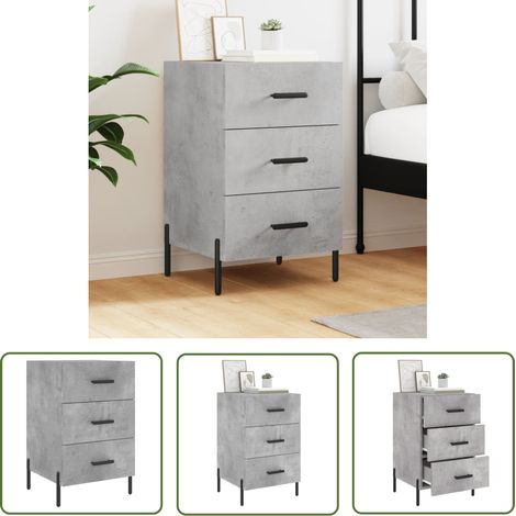 The Living Store Table de chevet gris béton 40x40x66 cm bois d'ingénierie - Table De Chevet - Meuble De Chambre - Armoire De Chevet - Commode - Design Moderne (1/5)