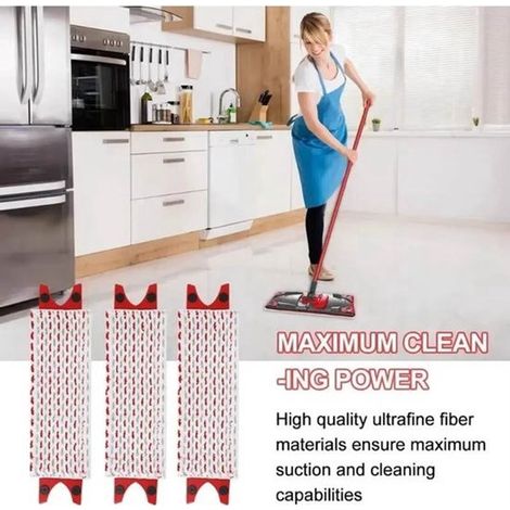 6er-Pack Ersatz-Mikrofasertücher für Flachmopps, waschbar und wiederverwendbar. Passend für Vileda UltraMax/O-Cedar Spin Mop-Tuchzubehör. (1/4)