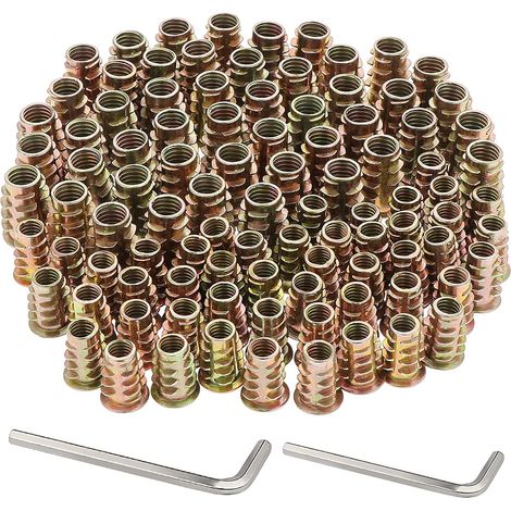 100 PCS M6×15, M8×20 Zinc Alloy Threaded Hex Nut, Wood Threaded Nuts for Furniture, Insert Nuts Assortment (1/5)