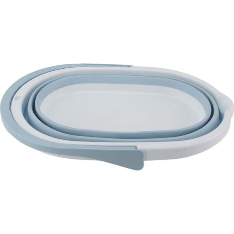 Seau à franges pliable en PP robuste, de grande capacité, portable et doté d'une poignée multifonctionnelle pour laver les voitures, la maison, la salle de bain et la terrasse (bleu). (1/5)