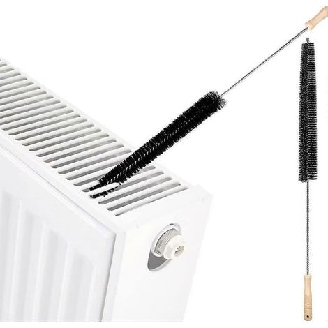 Lot de 2 brosses de nettoyage pour radiateur, plumeaux flexibles avec manche en bois (73 cm) (1/5)