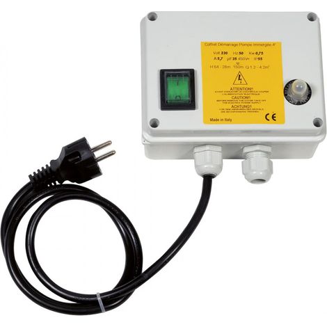 DAB – Coffret de démarrage pour moteur monophasé de pompe immergée 4" – Puissance 0,74 kW – Condensateur 30 µF – Interrupteur marche arrêt (1/2)