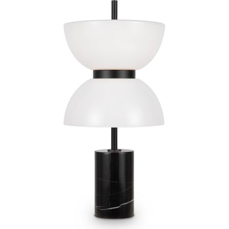 Maytoni Kyoto Lampe de table LED intégrée moderne noire 3000 K 350 lm abat-jour blanc