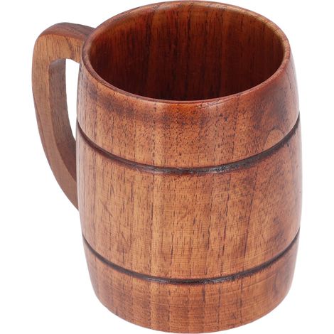 Bierglas aus Holz mit Henkel, hitzebeständiger Becher aus Jujubenholz, 300 ml tragbarer Teebecher aus Massivholz