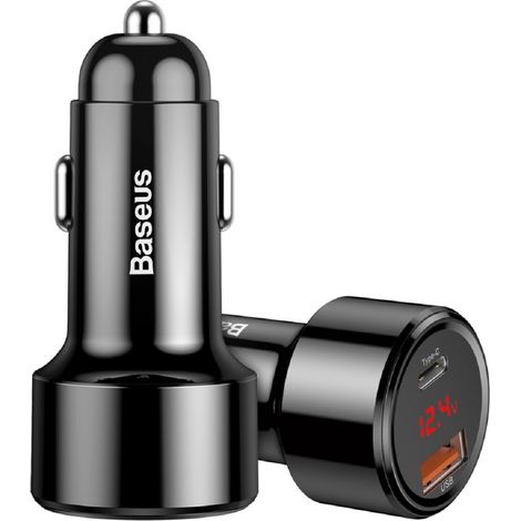 Baseus Autoladegerät 45W – 6A Schnellladegerät mit 1x USB und 1x Type-C Anschluss, Schwarz (1/5)