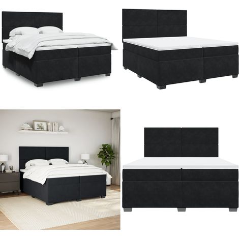Boxspringbett mit Matratze Schwarz 200x200 cm Samt - Samtbett - Boxspringbett - Doppelbett - Hochwertiges Bett - Kopfteil - Home & Living (1/5)