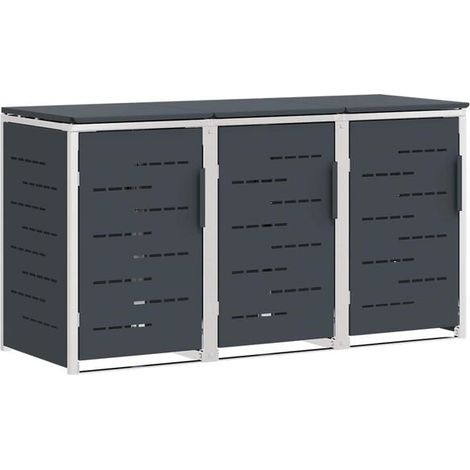 Armoire de rangement pour poubelle, couleur anthracite, 207 x 77,5 x 112,5 cm (1/5)