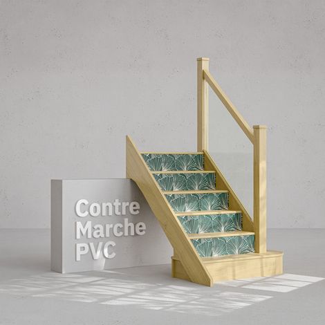 Contremarche Escalier PVC - Ginko Vert Jungle H. 17 x L. 98 cm - À l'unité (1/4)