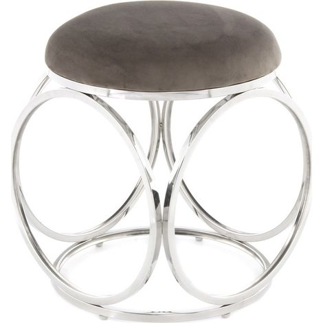 Pouf Whitney 300 Grigio e Argento in Velluto (1/3)