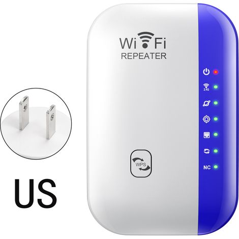 WiFi repeater, network extender, UK/Australia standard wireless signal amplifier, new home router - third generation, 7-LED blue headband. (1/4)