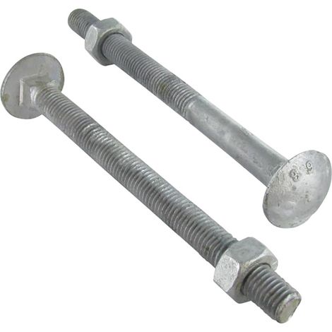 Boulon (vendu avec Ecrou) TRCC JAPY tête ronde collet carré M12X130 Filetée sur 130 Classe 6.8 Forte tenue à la-25 pièces