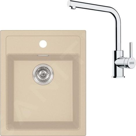 Franke Colonnes - Set de cuisine T113BE, évier en tectonite SID 610-40 + robinet FN 3230.031, beige / chrome 143.0687.383 (1/4)