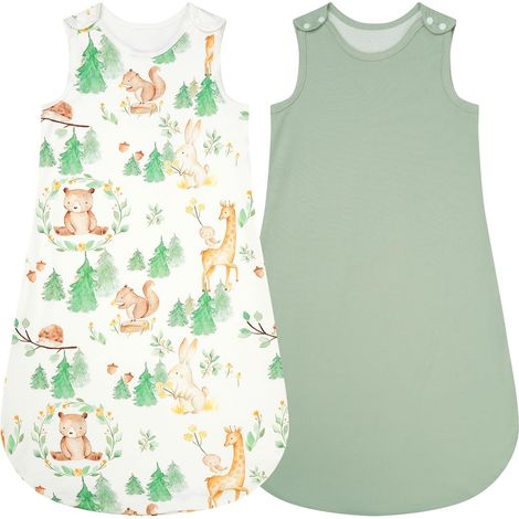 Gigoteuse Bébé 1 Tog, 100% Coton, Gigoteuse à Pied avec Boutons Pression et Fermeture Éclair sur le Côté, Gigoteuse avec Jambes pour toute l'année 2 Pack pour Filles Garçons (1/5)