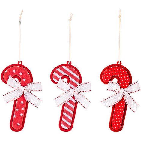 3-teiliges Set Weihnachtsbaumschmuck in Krückenform-11X6X0.1CM-Red (1/3)